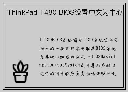 ThinkPad T480 BIOS设置中文为中心